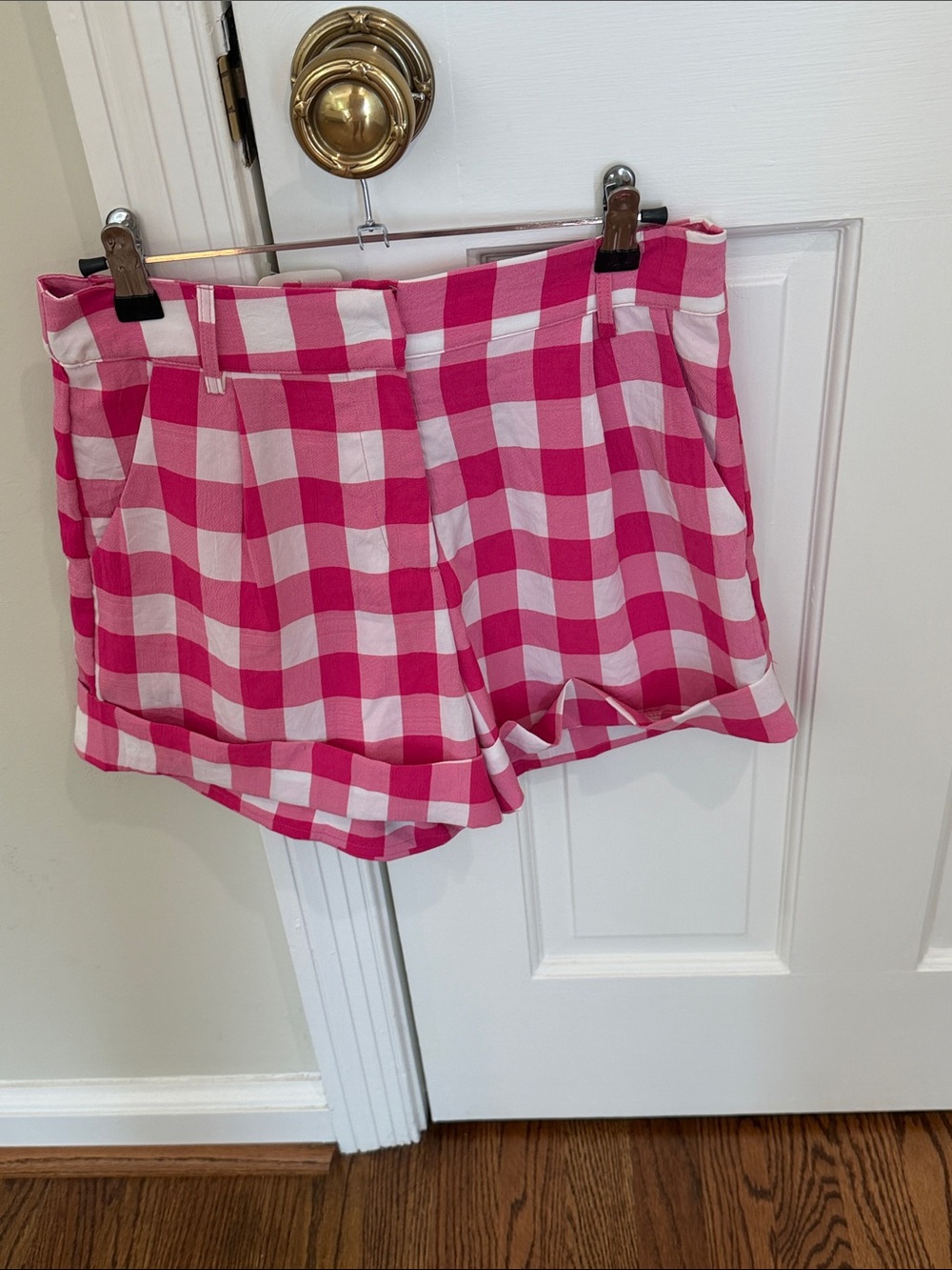 TCEC Pink and White Gingham Women's Shorts